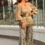 SATEN MADONNA BLUZ VİZON