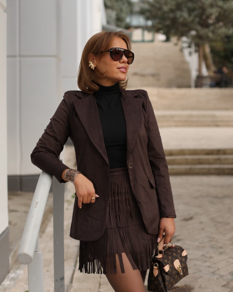 ACI KAHVE SÜET BLAZER CEKET