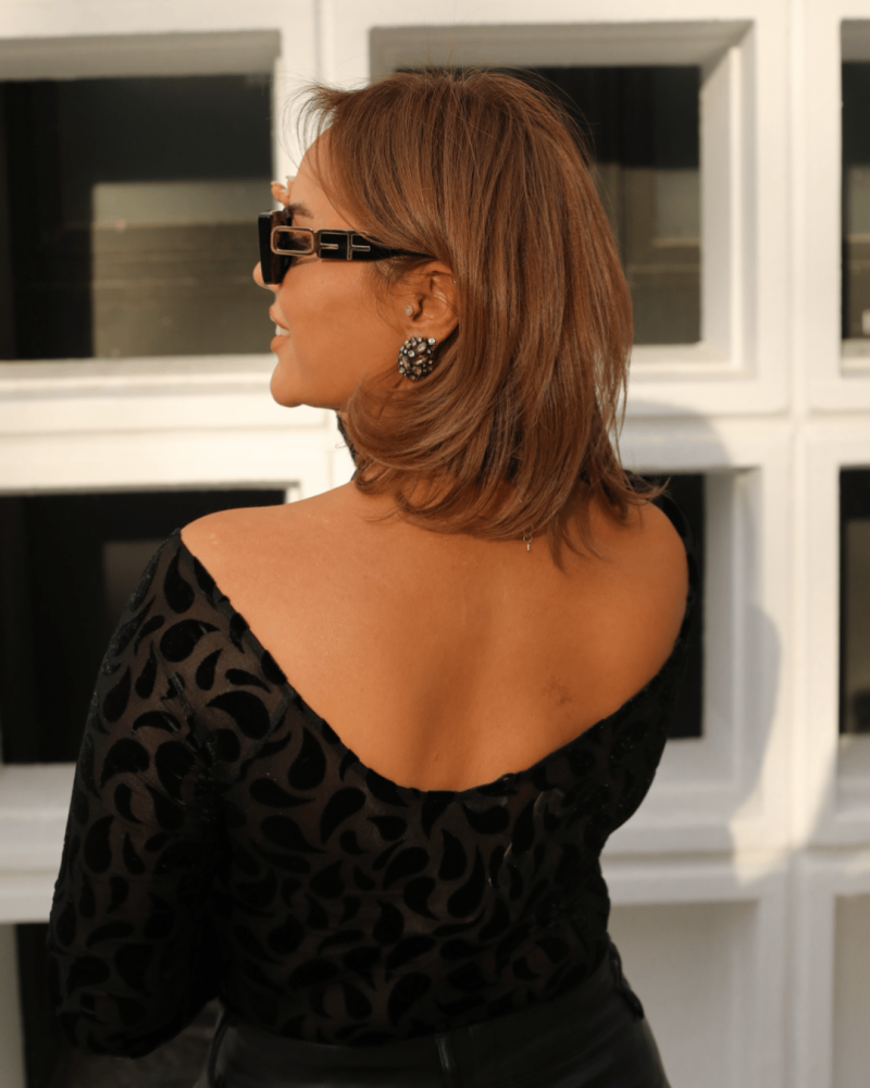 KADİFE TÜL DETAY ÇITÇITLI BODYSUİT