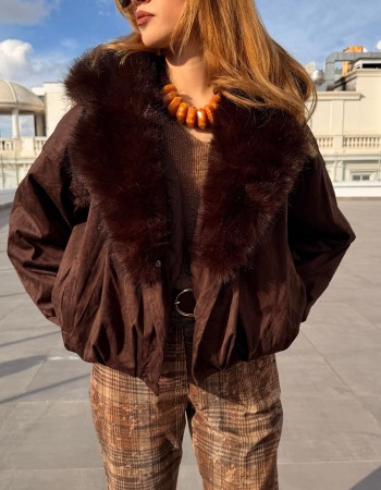 ACI KAHVE İTALYAN SÜET BOMBER MONT