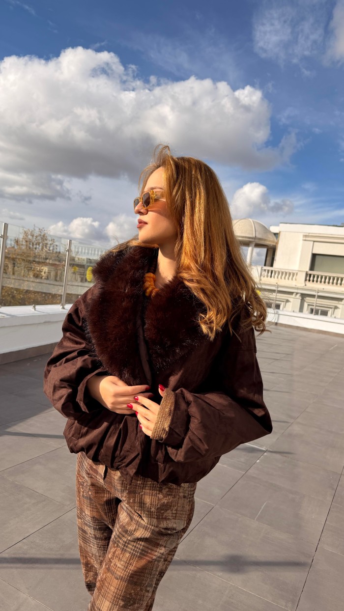 ACI KAHVE İTALYAN SÜET BOMBER MONT