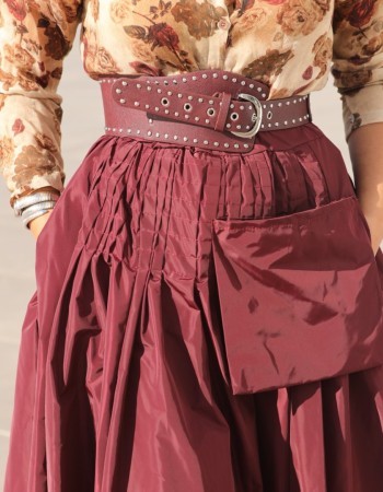 BORDO TAFTA GÖRÜNÜMLÜ İTALYAN ETEK