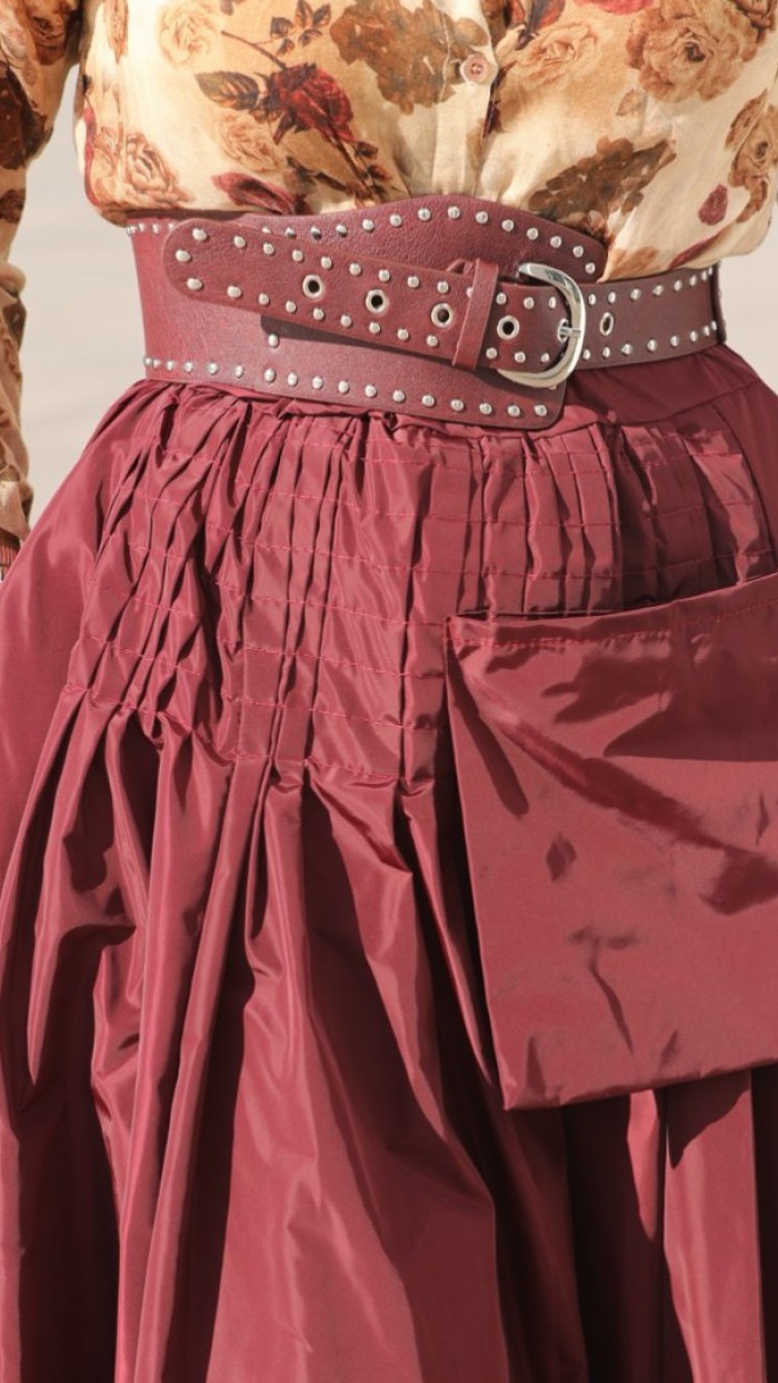 BORDO TAFTA GÖRÜNÜMLÜ İTALYAN ETEK