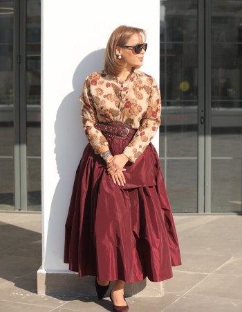 BORDO TAFTA GÖRÜNÜMLÜ İTALYAN ETEK