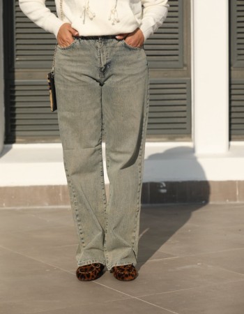 ESKİTME MAVİ YEŞİL JEAN