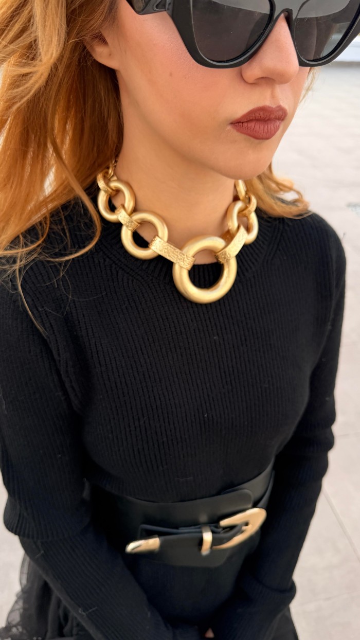 İTALYAN TASARIM GOLD HALKA KOLYE