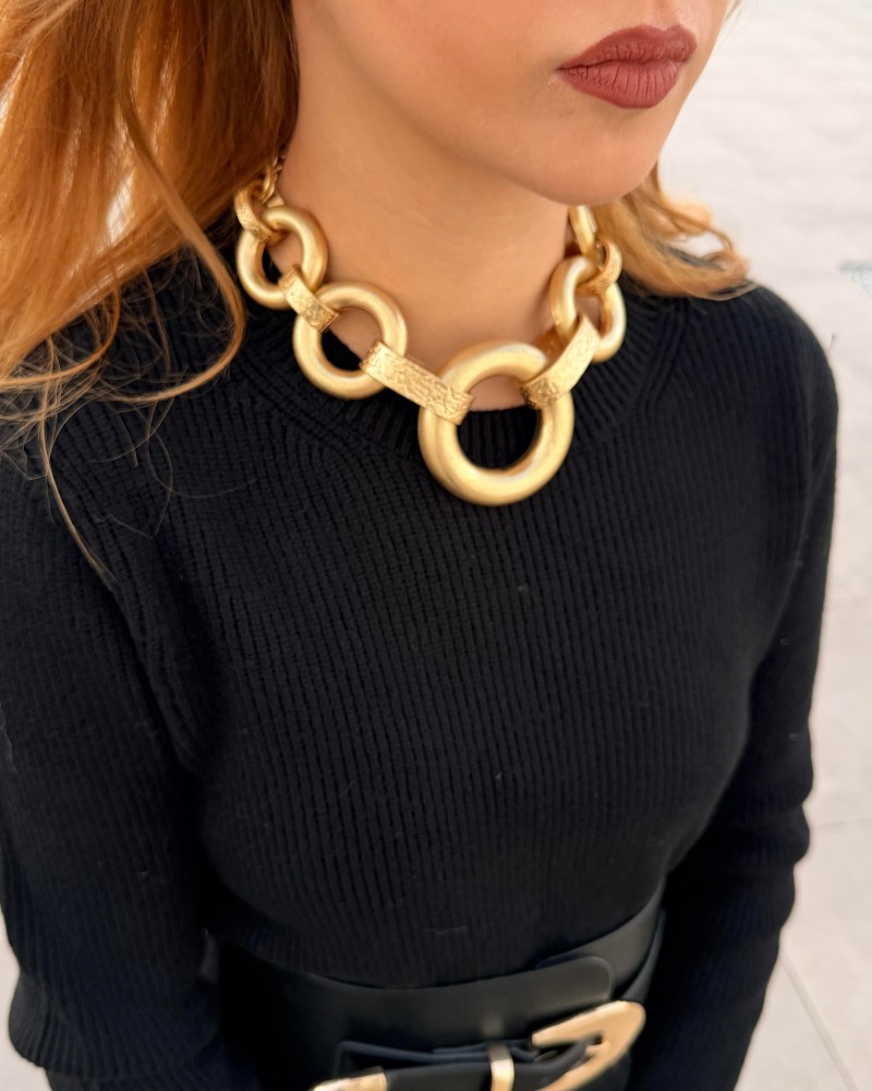 İTALYAN TASARIM GOLD HALKA KOLYE