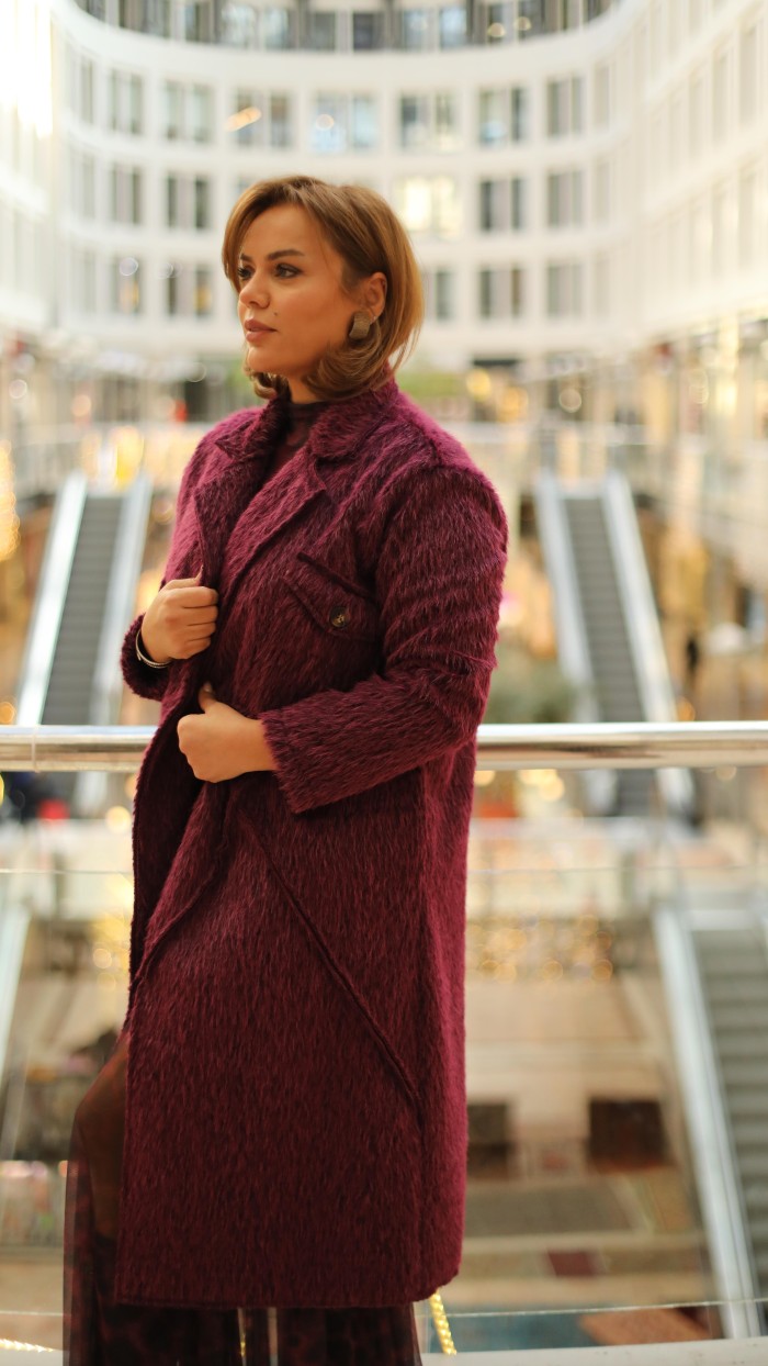 KÜRK GÖRÜNÜMLÜ İNCE KABAN BORDO