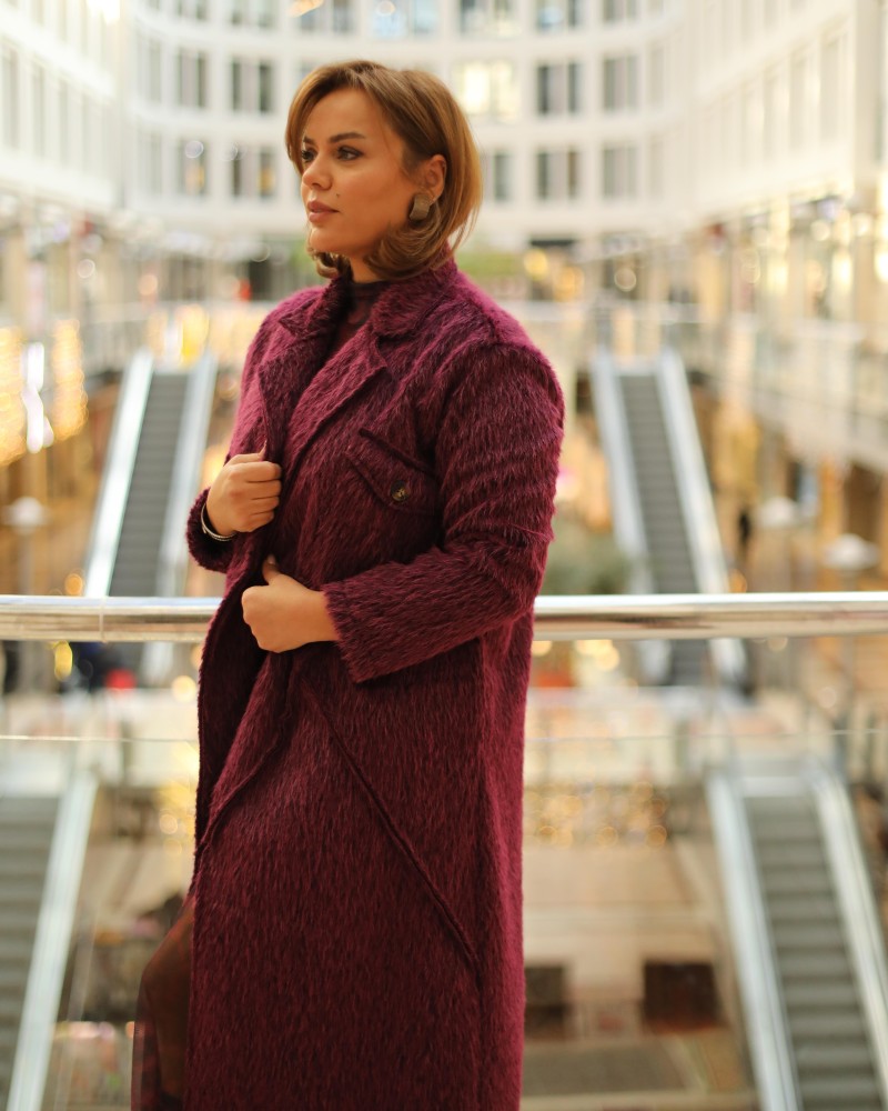 KÜRK GÖRÜNÜMLÜ İNCE KABAN BORDO