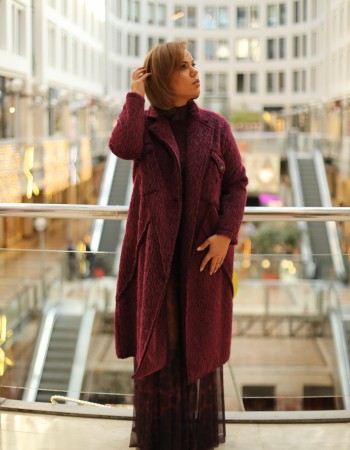 KÜRK GÖRÜNÜMLÜ İNCE KABAN BORDO