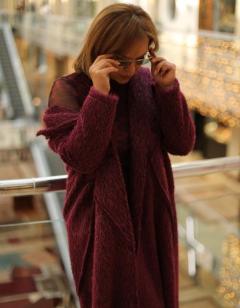 KÜRK GÖRÜNÜMLÜ İNCE KABAN BORDO