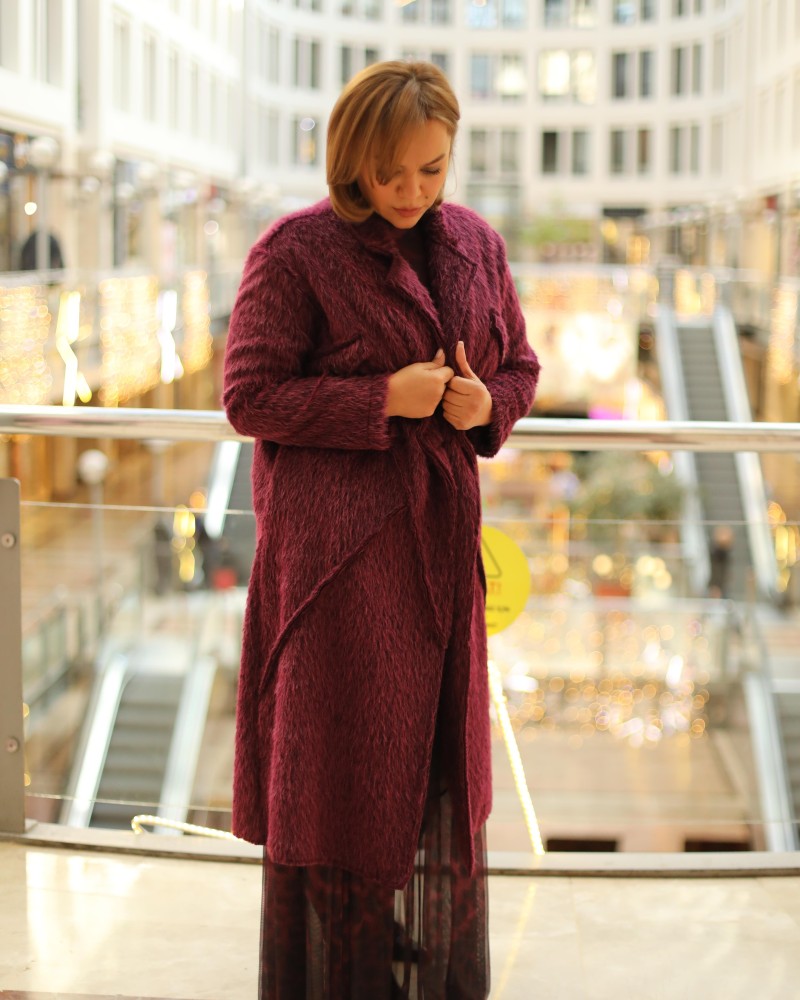 KÜRK GÖRÜNÜMLÜ İNCE KABAN BORDO