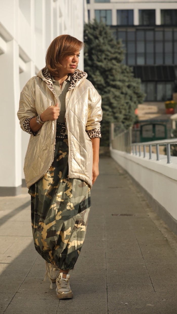 METAL GOLD RENK KAPŞONLU İTHAL MONT