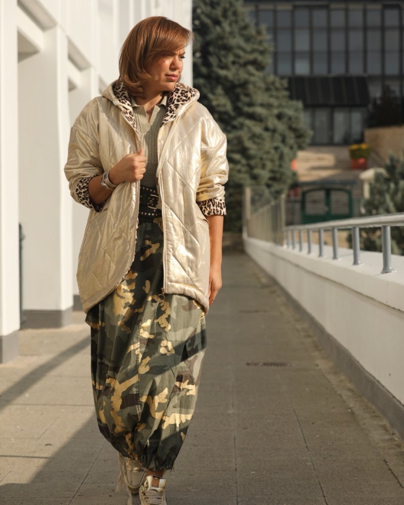 METAL GOLD RENK KAPŞONLU İTHAL MONT