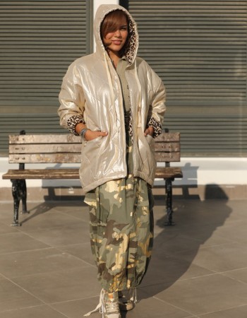 METAL GOLD RENK KAPŞONLU İTHAL MONT