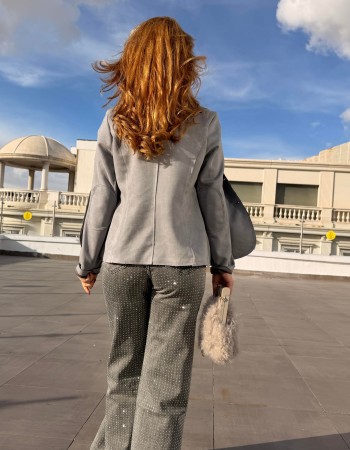 SÜET BLAZER CEKET GRİ