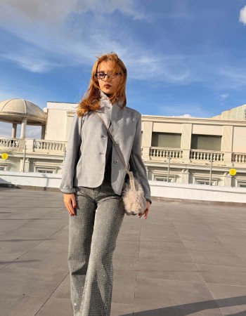 SÜET BLAZER CEKET GRİ