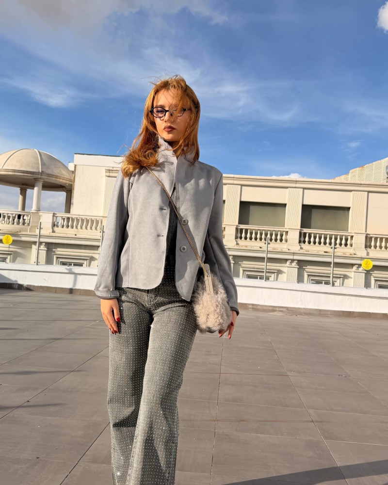 SÜET BLAZER CEKET GRİ