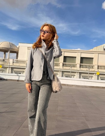 SÜET BLAZER CEKET GRİ