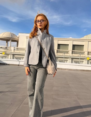 SÜET BLAZER CEKET GRİ