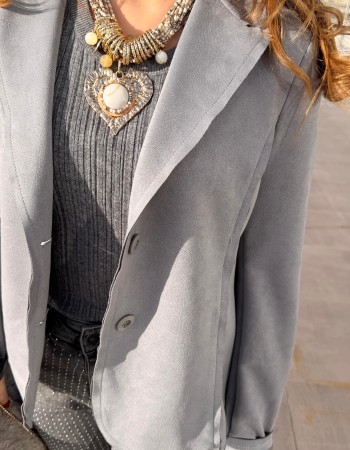 SÜET BLAZER CEKET GRİ