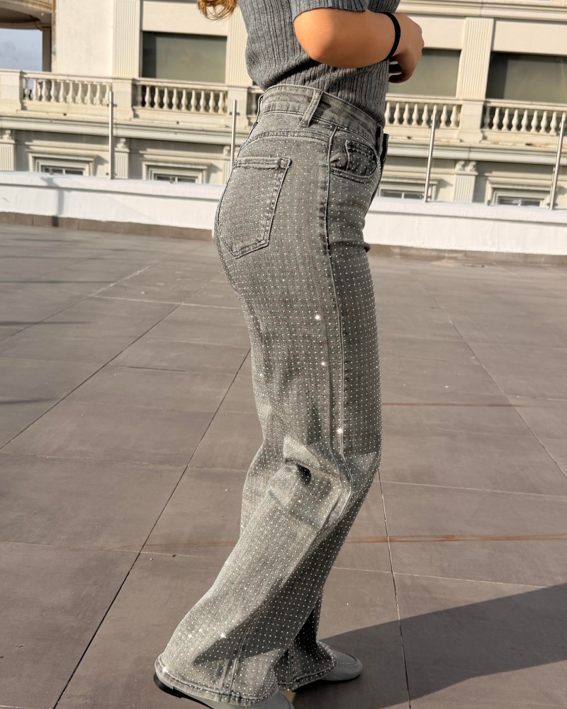 TAŞLI İTHAL GRİ JEAN