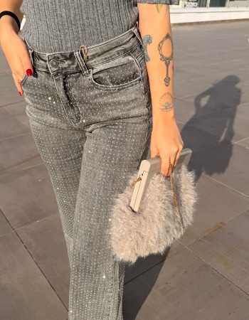 TAŞLI İTHAL GRİ JEAN